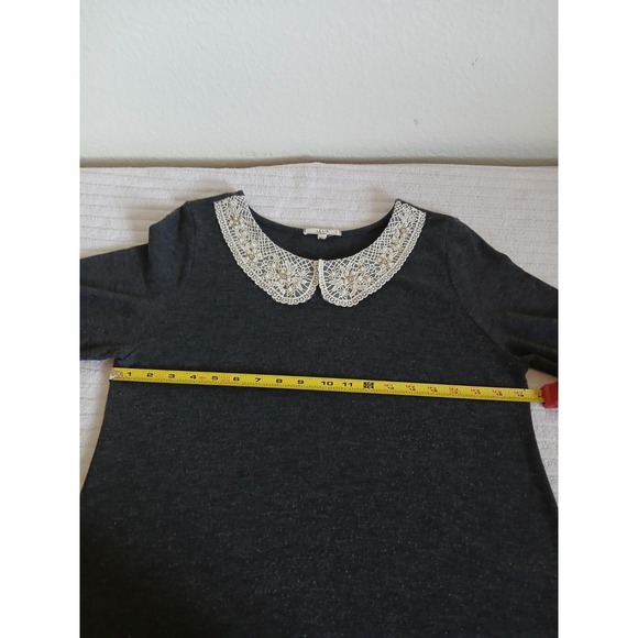 Le Lis Womens Knit Tunic Sweater Size XL Gray Ivory Beaded Scoop Neck 3/4 Sleeve - Picture 9 of 14